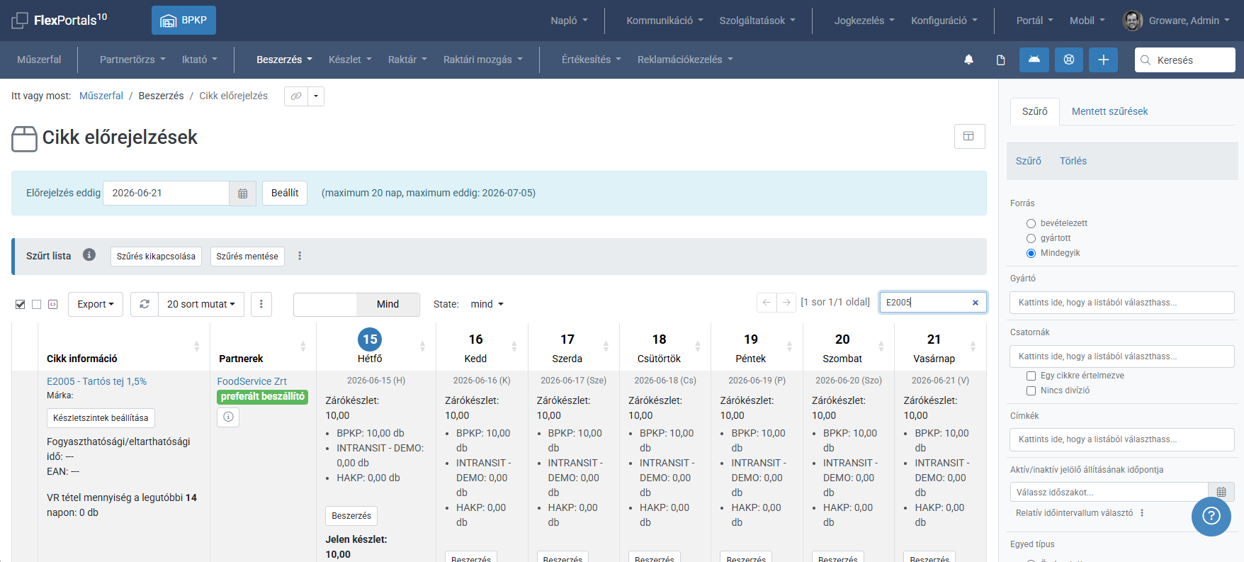FlexWm article - forecast screenshot